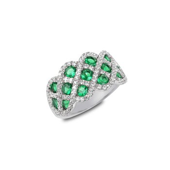 You And Me Emerald and Diamond Interweaving Ring