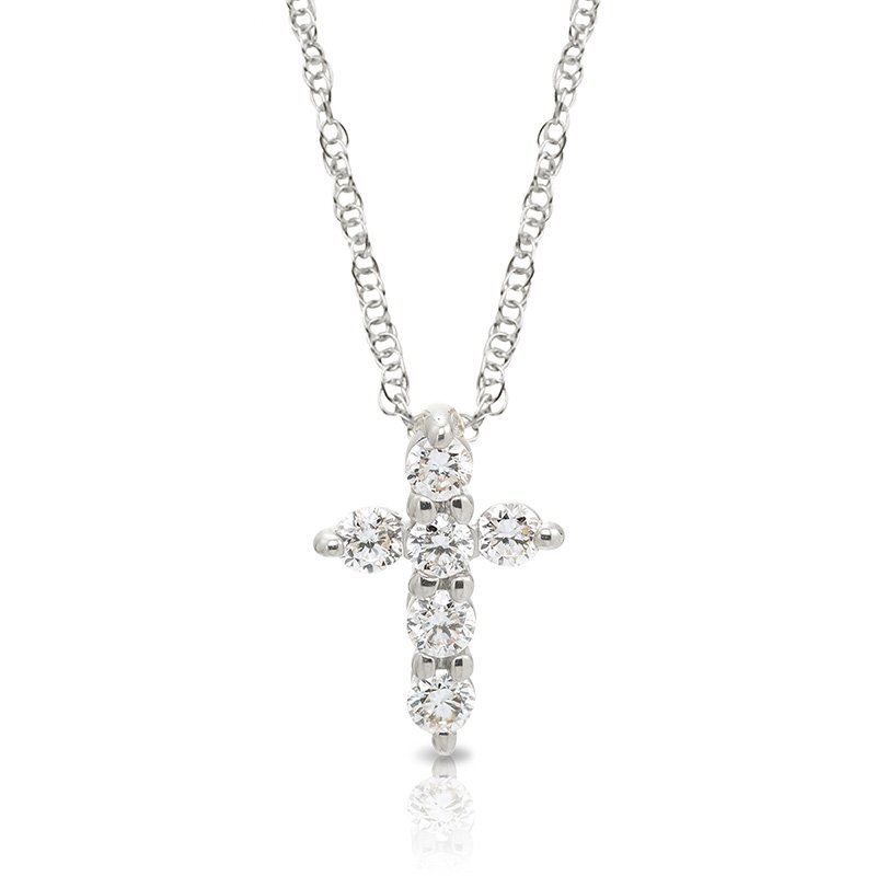 White gold and diamond cross pendant