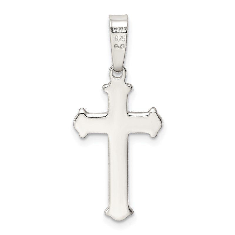 Sterling Silver Polished Matte Center Finish Cross Pendant 