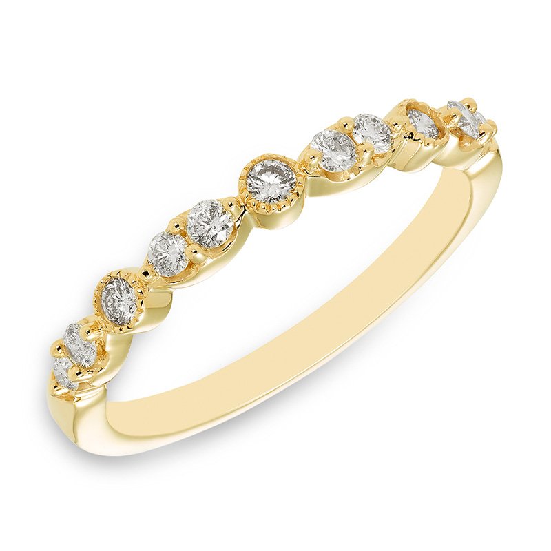 Yellow gold, vintage-inspired diamond wedding band