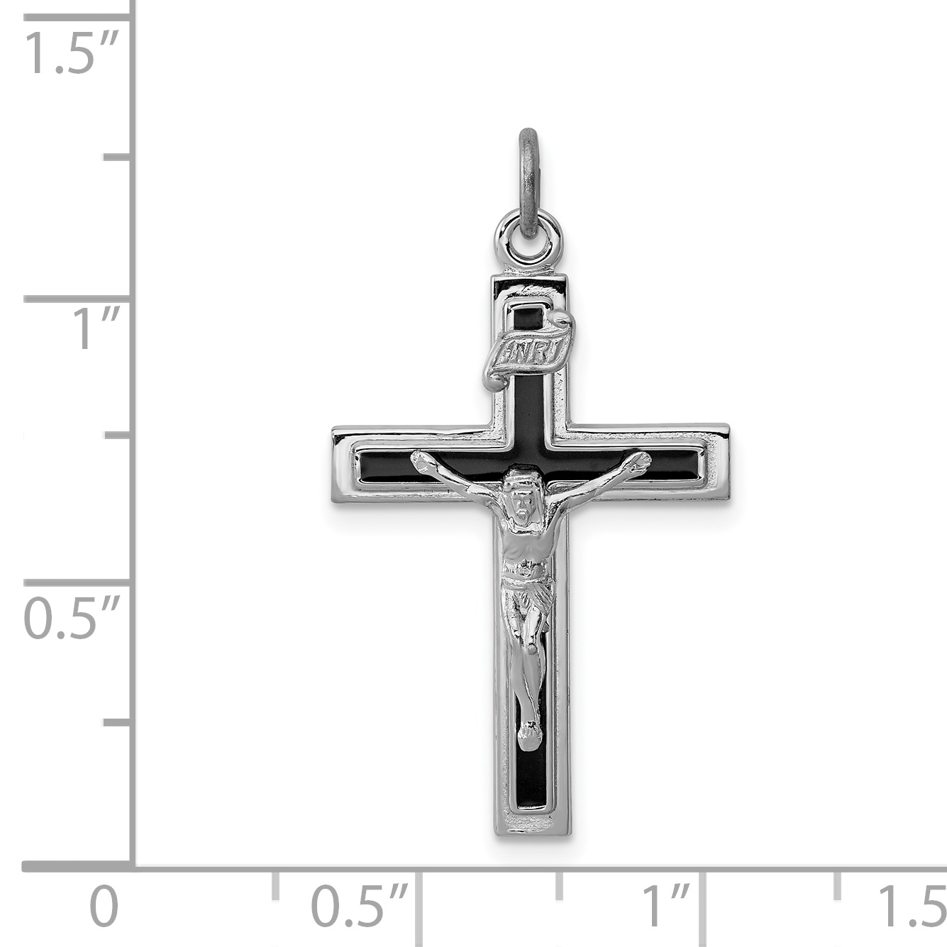 Sterling Silver Rhodium-plated Crucifix Pendant