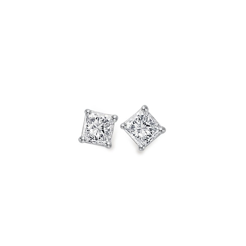 White gold and princess-cut diamond stud earrings