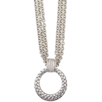 Alisa VHN 974 D Sterling Multi Strand Open Traversa Circle with Pave' Diamond Top Necklace VHN 974 D