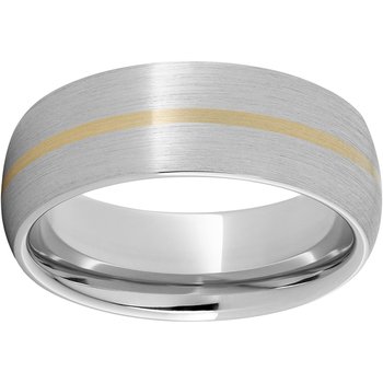 Serinium® Domed Band with a 1mm 14K Yellow Gold Inlay