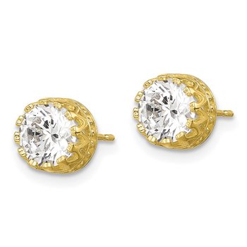 10k Tiara Collection 7mm Polished CZ Earrings