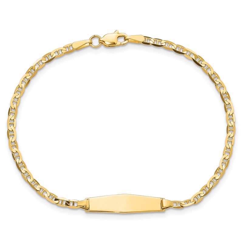 Details about   Real 14kt Semi-solid Soft Diamond Shape Anchor Link ID Chain Bracelet; 7 inch