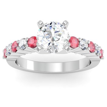 Round Diamond & Ruby Engagement Ring