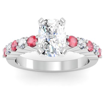 Round Diamond & Ruby Engagement Ring