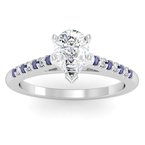 Cathedral Channel set Blue Sapphire & Diamond Engagement Ring