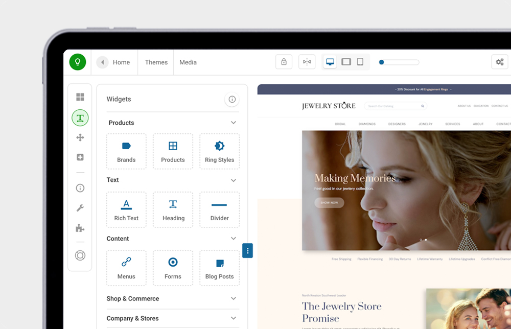 Jewely websites with SSL certification with ecommerce capabilities and flexible payment options by PayPal, Authorize.net and more.