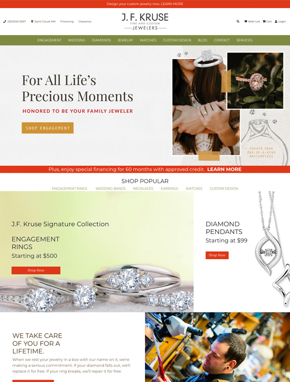 Thumbnail image of JF Kruse Jeweler Website