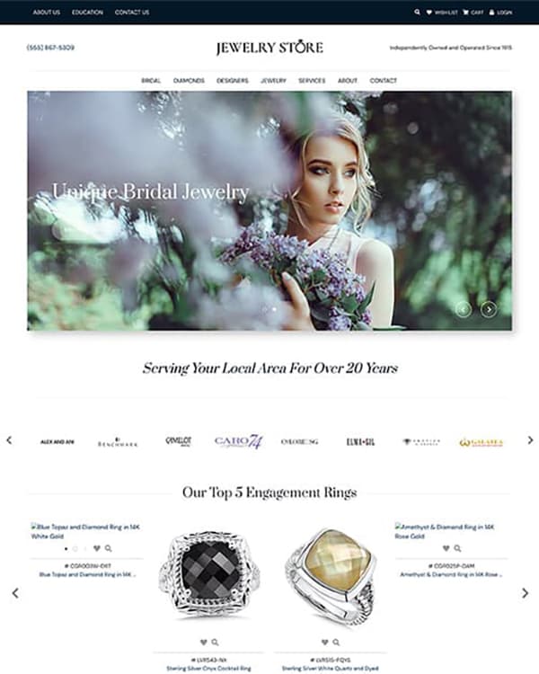 Thinkspace Amber Jewelry Website Theme for Jewelers