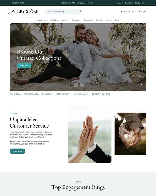 Thinkspace Radiant Website Theme for Jewelry Stores