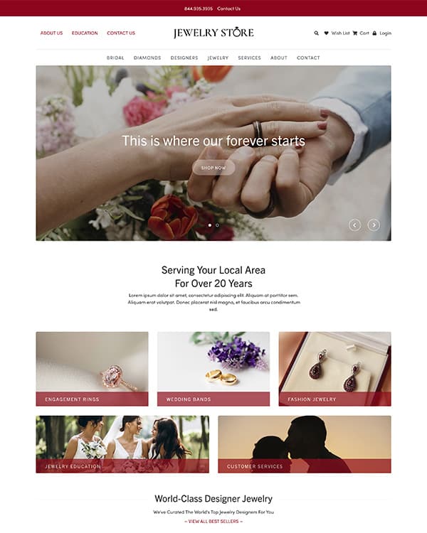 Thinkspace Ruby Jewelry Website Theme for Jewelers