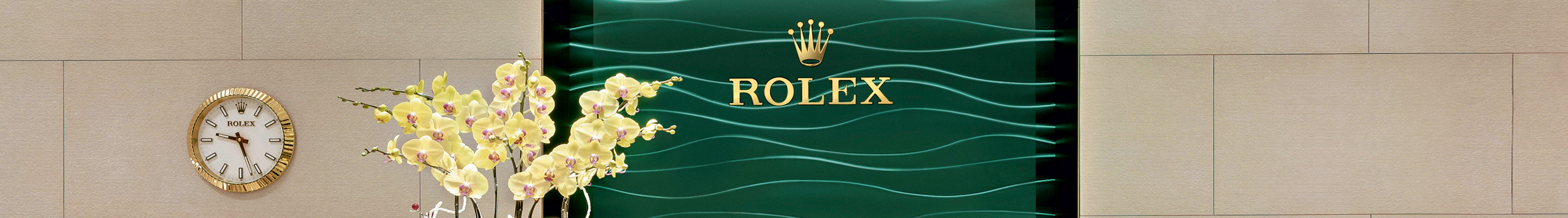 There is a massive collection Rolex watches in the showroom for Orr's Jewelers in Pittsburgh, PA