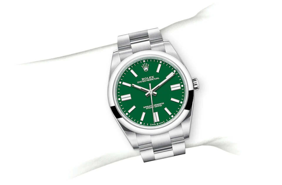 Oyster Perpetual 41 124300 Wrist Image - Hartgers Jewelers