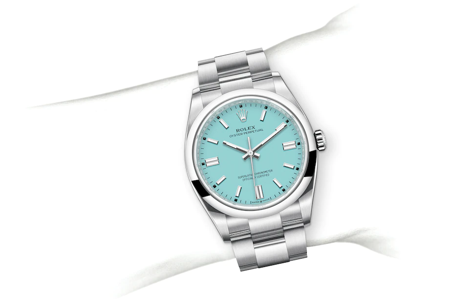 Oyster Perpetual 36 126000 Wrist Image - Hartgers Jewelers